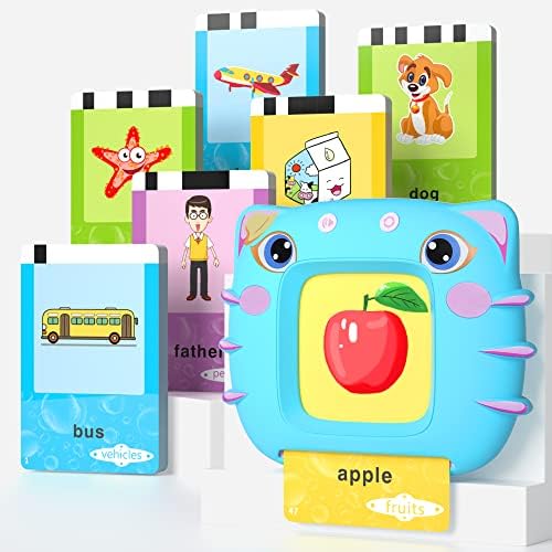 Learning Toys for Toddler 2-6 Year Old, Talking Flash Cards Machine with 112 Flash Cards, 224 Sight Words, Speech Therapy Toys, Autism Toys Gifts for Toddler Stocking Stuffers Gifts for Kids, Blue