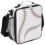 Sport Baseball Kids Lunch Box Baseball Lace Insulated Lunch Bag Tote for Girls Boys Cooler Freezable