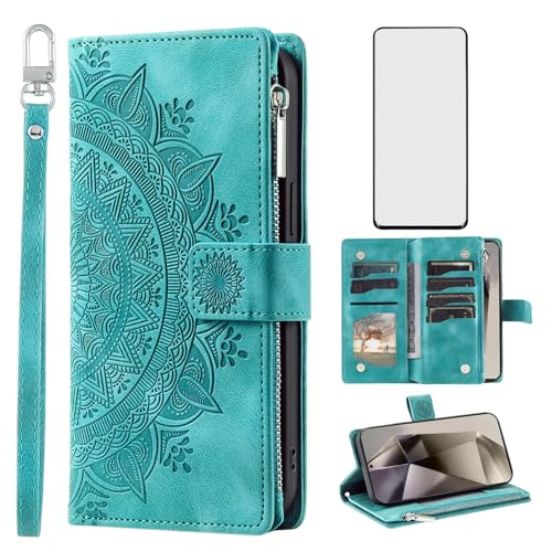 Étui en cuir Galaxy S25 Ultra avec dragonne motif Mandala élégant