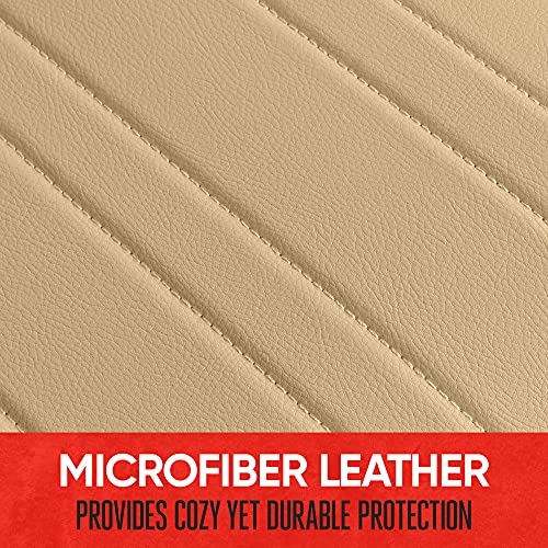 Motor Trend Seat Covers For Cars Trucks Suv, Faux Leather Beige Padded Car Seat Covers With Storage Pockets, Premium Interior Car Seat Cover, 2 X Front Seat Covers #TOP7