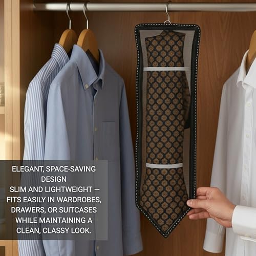 Image of Men's Tie Covers for Wardrobe | Zip Closure Organizer for Formal Ties | Dustproof & Durable Pouch Holds 6-8 Ties Per Cover - Durable and Compact Design | Pack of 3