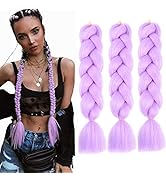 Jumbo Braiding Hair 3pcs Light Purple Synthetic Ombre braiding Hair Kanekalon Braiding High Tempe...