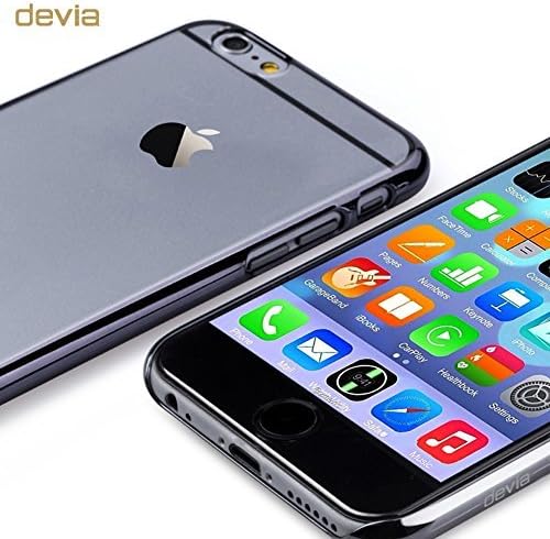 LIANGBIAO Famous Brand Ultra Thin Slim Crystal Clear Transparent Cover Skin Hard Case with Electroplate design for iPhone 6 & iPhone 6s (Gun Black)
