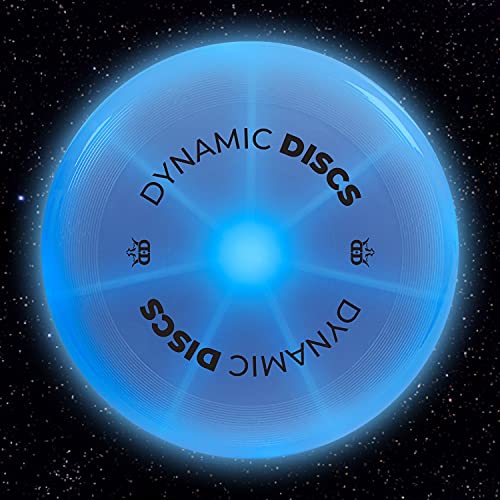 Dynamic Discs Night Glider LED Catch Flying Disc | 175g Glow in The Dark Catch Disc | Light-up Easy to Throw Ultimate Disc | Great for Backyard Games and Tailgating (Blue)