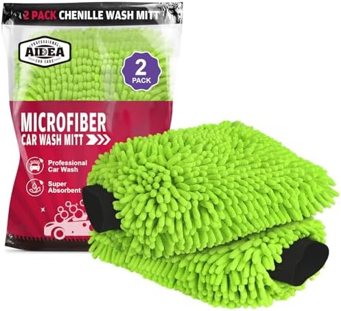 AIDEA Car Wash Mitt Microfiber, 2PK Scratch Free Lint-Free, Premi...
