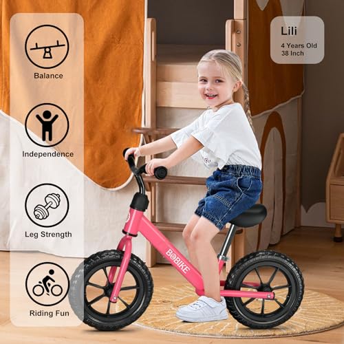 Image of Bobike Toddler Balance Bike Toys for 2 to 5 Year Old Girls Boys Adjustable Seat and Handlebar No-Pedal Training Bike Best Gifts for Kids