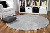 Snapstyle Hochflor Velours Teppich Mona Silbergrau Rund in 7 Größen