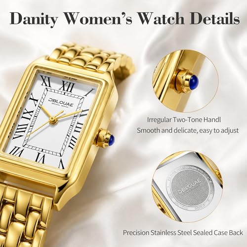 Montre dorée pour femme en acier inoxydable avec un cadran blanc rétro - 4