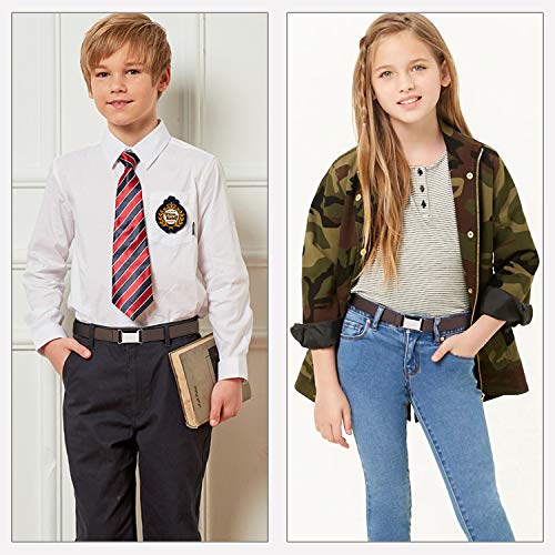 JASGOOD Kids Toddler Belt Elastic Stretch Adjustable Belt for Boys and Girls with Silver Square Buckle 2 Pack3