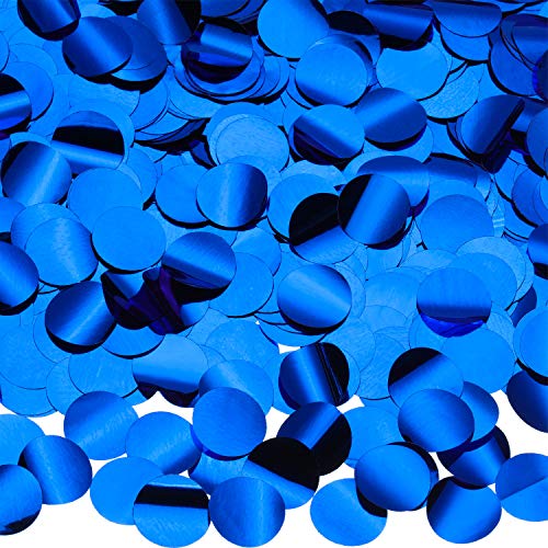 Image of TecUnite Sapphire Blue Foil Confetti Round Tissue Paper Table Confetti Dots for Wedding Birthday Party Decoration Arts Craft DIY Scrapbooking, 1.76 oz (1.5 cm)