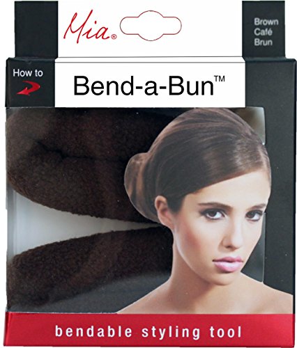 Mia Bend-a-Bun, Soft Flannel Bun Maker Styling Tool With Hidden Wire Inside To Bend Into Perfect Shape, Brown, 7.25 Inches Long, For Women, Dancers, Girls 1pc
