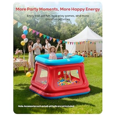 QPAU Inflatable Bounce House for Kids 36, Large Bounce House for 24 Kids, 3-in-1 Kids Trampoline & Ball Pit, Indoor Outdoor Bouncy House with Electric Air Pump, Backyard Playhouse with Safety Net