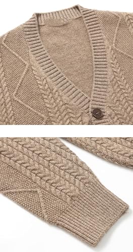 Rivccku Men's Cardigan Sweater Knit Jumper Buttons V Neck 100% Pure Cashmere Knitwear Pullover Sweaters Long Sleeve3