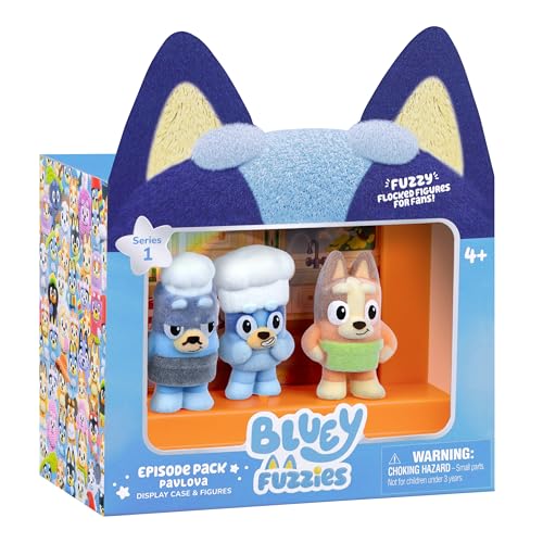 Bluey Fuzzies Episode Pack: Pavlova. With 3 Specially Flocked Collectible Mini-Figures (Incl. 1 Exclusive), Display Case - Image 4
