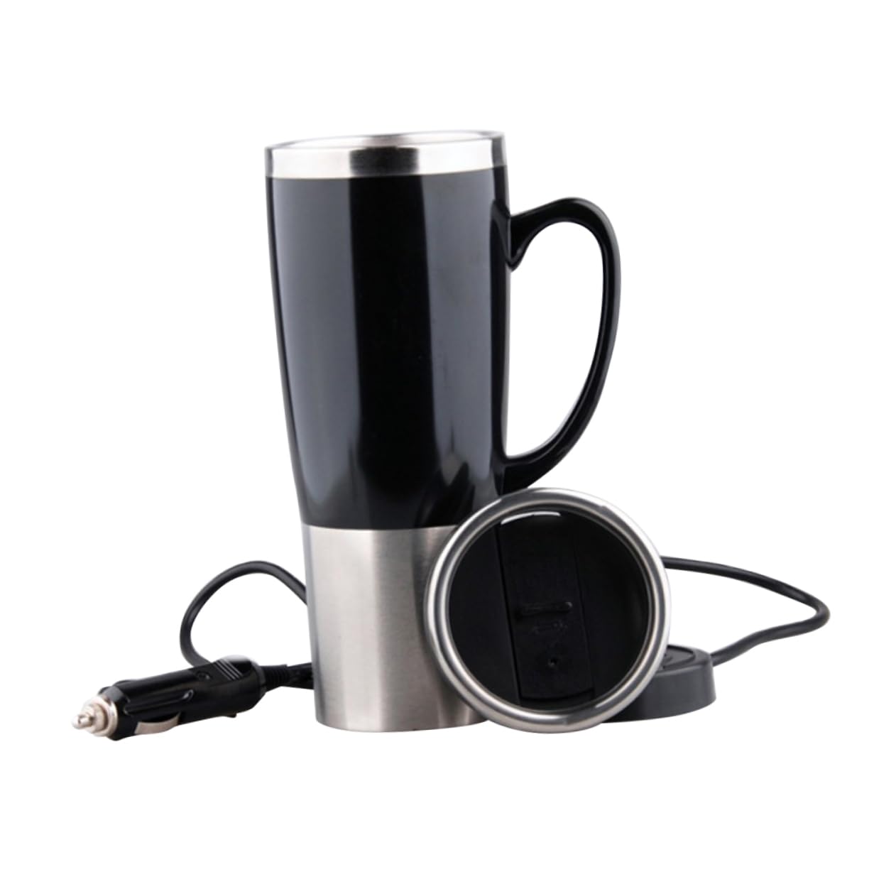 Genérico Hervidor De Agua Calentador De Agua Taza Reutilizable Calentador De Tazas Portátil Taza Plegable Taza De Café Tetera Eléctrica Hervidor De Agua Para Coche Black