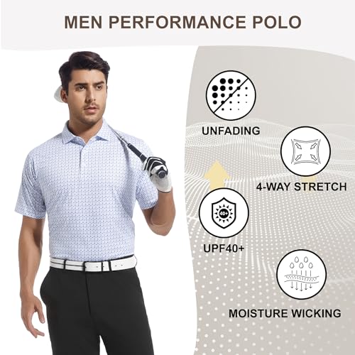 Image of Damipow Premium Golf Shirts for Men Dry Fit Performance Polo Short Sleeve Collared Shirt