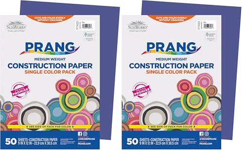 Image of SunWorks 7403 Construction Paper, 9 inch x 12 inch, 50 Sheets /Pack, Blue (Pack of 2)