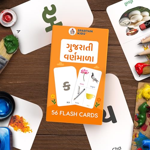 Image of SPARTAN KIDS Gujarati Varnamala Flash Cards | 56 Double-Sided Flash Cards for 6 Month Old Baby Early Learning Cards for 2+ Years Old Babies | My First Learning Library for Kids