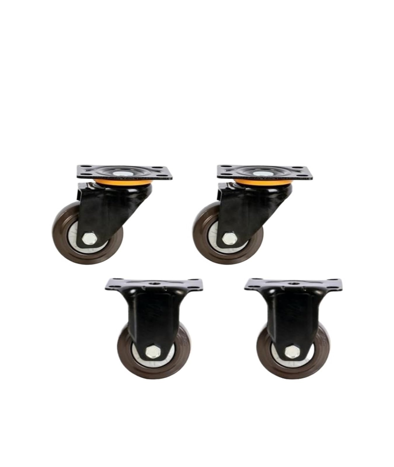 MXXDMOPD 3 Inch Wheels Heavy Duty Casters Swivel Flat Rubber Trolley Silent Directional Brake(B)