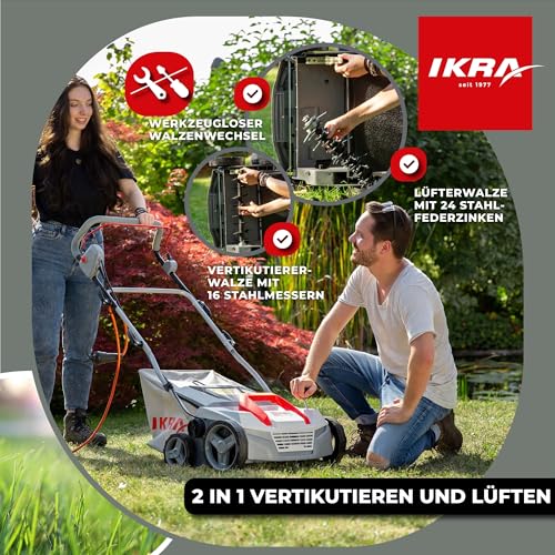 IKRA Elektro Vertikutierer Rasenlüfter IEVL 1838, Arbeitsbreite 38cm, 1800W – Ansicht 2