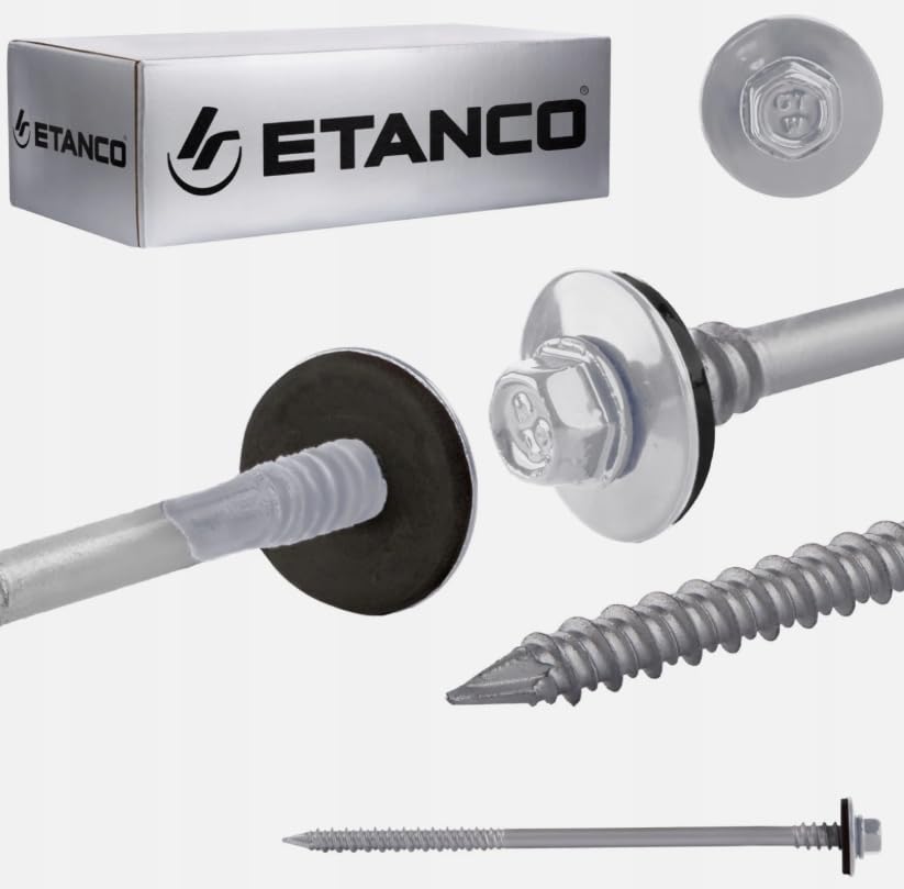 Etanco Pannelli sandwich legno cemento zincato RAL 7016 8017 9006 9007 9010 (RAL 9006 (alluminio bianco), 6,4 x 140 mm)