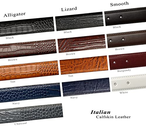 S5562 Genuine Full-Grain Cowhide Leather Dress Belt 1-1/8"(30mm) taper down to 1"(25mm) wide3