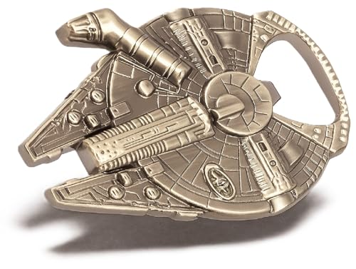 Abrebotellas Han Solo's Millennium Halcón - Aspecto de la nave espacial, aspecto de acero inoxidable, 60 x 48 mm, regalo divertido para los fans de Star Wars