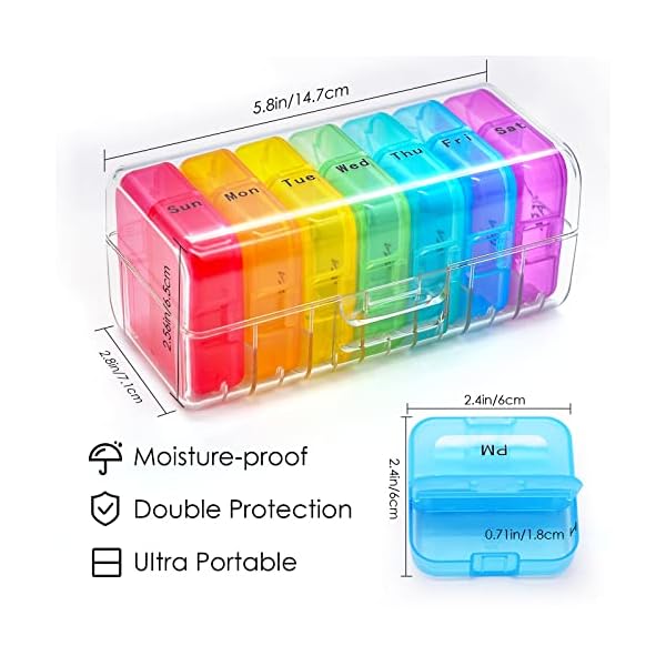 Pill Box Organiser 7 Day One Time a Day Pill Dispenser Storage Case for Medication – Bild 3