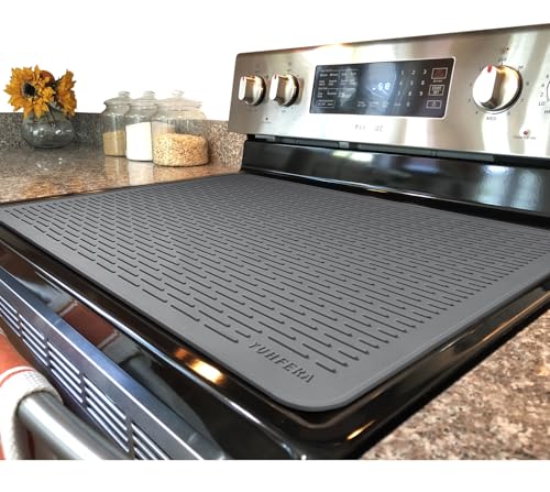 Image of YUHFERA Stove Top Cover for Electric Stove - Silicone Stove Mat for Glass Top, Glass Cooktop Protector, XL Dish Drying Mats for Kitchen,Oven Covers for Electric Stove (Gray,28 x 20)