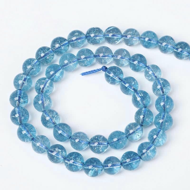Perline di c blu chiaro naturale di qualità 5A, perline sciolte di c blu screpolato per la creazione di gioielli, bracciali, collane da donna, 4-12 mm, quarzo fantasma fantasma, 12 mm, 31-32 pez