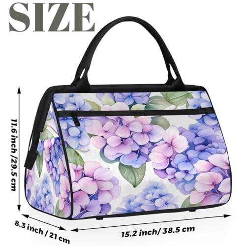 Travel Duffel Bag for Women, Hydrangea Flower Weekender Overnight Bag Carry on Beach Swim Bags Dance Bag Airlines Approved Personal Item Travel Bag for Yoga, Sports, Hospital2