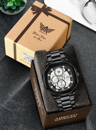 Image of Godfather Square Chrono Look New Golden Date Working Stainless Steel Strap Boys Analog Watches