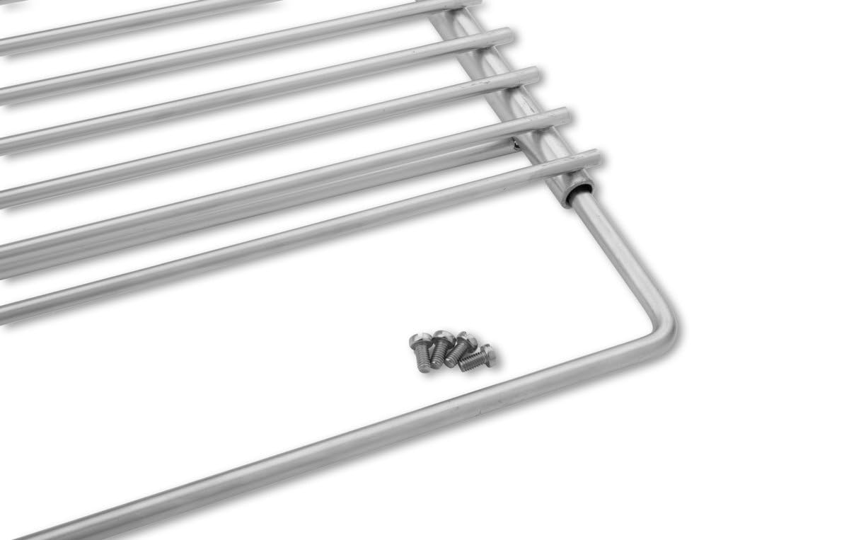 Deos-grill Rejilla de barbacoa ajustable de acero inoxidable 50–60 × 45 cm – con dos asas de madera