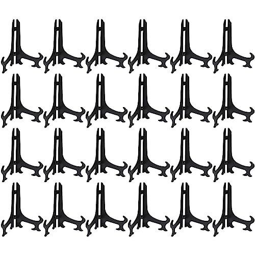 Juvale 24 Pack Mini Black Plastic Easel Stands Holder for Plate, Tabletop or Desktop Display, 8.7 in.