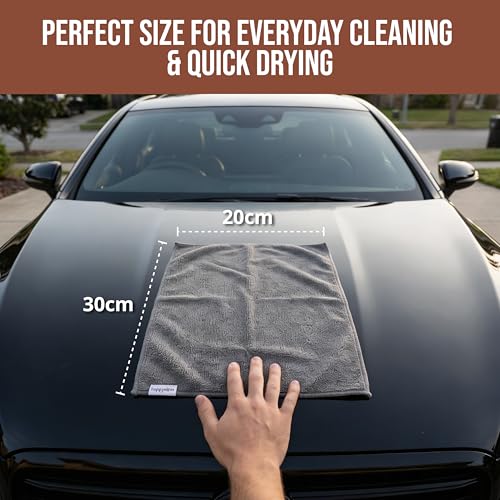 Image of Microfiber Cloth (Pack of 6) - 20x30 cms - 400 GSM | Thick Lint & Streak-Free Multipurpose Cloths - Automotive Microfibre Towels for Car, Bike Cleaning, Washing & Detailing (Grey)
