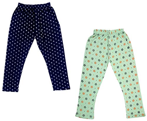 Image of IndiWeaves Girls Printed Cotton Capri Pants for Summer (Green,Navy Blue, 14-16 Years) Pack of 2