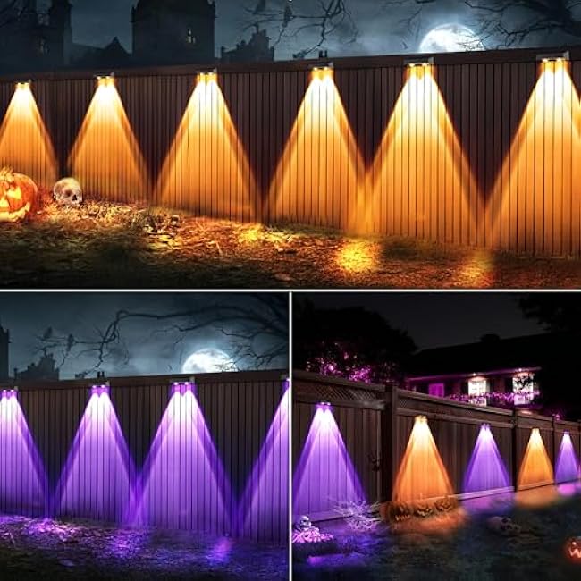 Brizled 12 Pack Solar Fence Lights Outdoor, 9 Colors, 11 Modes, Warm White/Cool White/RGB Color Changing Solar LED Wall Lights with Focused Lens, Waterproof Outdoor Lighting for Backyard Yard Railing