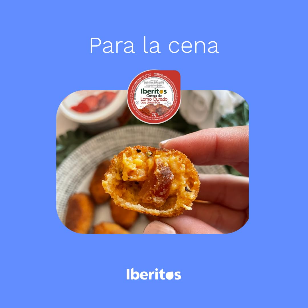Iberitos - Crema de Lomo al Pimentón - Ideal para Untar Tostadas, Pan y Crackers - Ingredientes Selectos - Sin Gluten - Producto Fabricado en España - 16 Packs de 4 x 23 Gramos