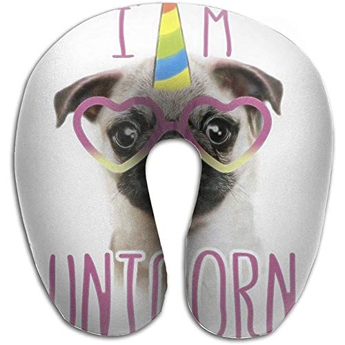 Sesily - Almohada cervical a la moda, única de tipo U de unicornio de carlino a la moda, almohada cervical de viaje con material resistente