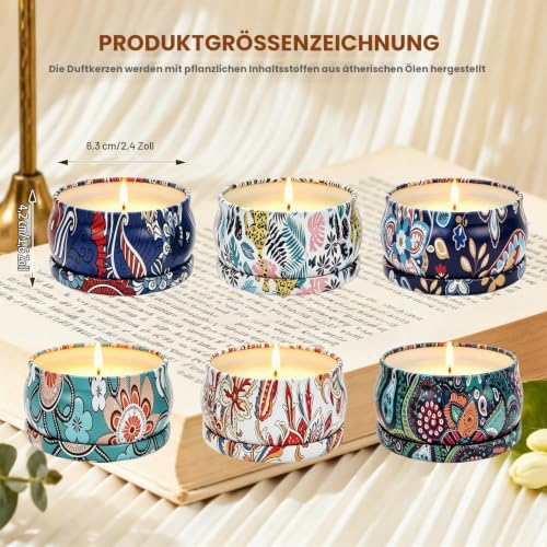 Duftkerzen Geschenkset 6St, Natürliches Sojawachs Aromatherapie Kerzen – Bild 2