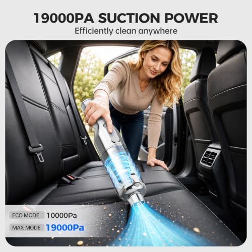 Image of dormzie Handheld Vacuum Cordless, Car Vacuum with 19000Pa Powerful Suction,1.3 lbs Lightweight, Type-C Charge, Multiple Accessories for Car Home Office Pet