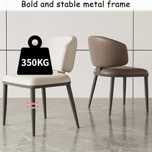 Miniatura 7 de YVYKFZD Juego de sillas de comedor de cuero, silla de comedor con respaldo curvado y patas de metal, sillas de cocina tapizadas, silla auxiliar