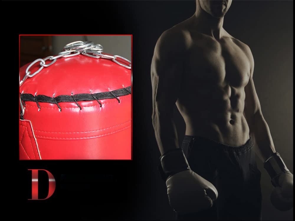 Siqi Sacco da Boxe Vuoto, Sacco da Boxe da soffitto con Catena in Acciaio, Gancio di prolunga, Fibbia di Sicurezza e Bende da Boxe, Sacco di Sabbia Appeso per Allenamento Fitness e palestra-120cm