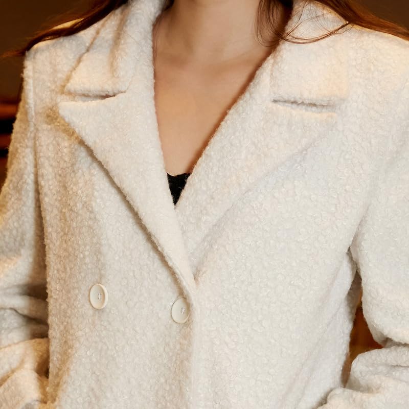 Image of PINACOLADA Women's Double-Breasted Fleece Long Coat for Casual Wear | Lapel Collar | Long Sleeve | Button Closure | Coat Crafted with Comfort Fit for Everyday Wear