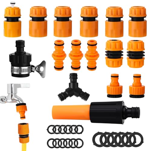 2026 Raccord Tuyau D'arrosag, 15 Pièces Connecteur Tuyau Arrosage, Embout Tuyau Arrosage, Kit de Raccord Tuyau d'Arrosage, 1/2