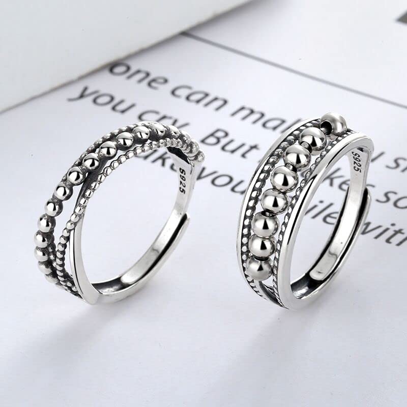 Qings Anxiety Fidget ring Danmen 925 sterling zilver, open verstelbare spinnerringen, geometrische zappel, angstring, enkele spoel spiraal rotate kralen, anti-angst, sieraden voor dames en meisjes, sterling zilver - Afbeelding 6