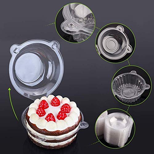 Individual Cupcake Container, 100Pcs Plastic Disposable Cupcake Boxes, Clear Dome Cupcake Holder, Stackable Muffin Container With Lid, For Cake Muffin Sandwich Hamburgers Fruit Salad Party Favor Cake #TOP4