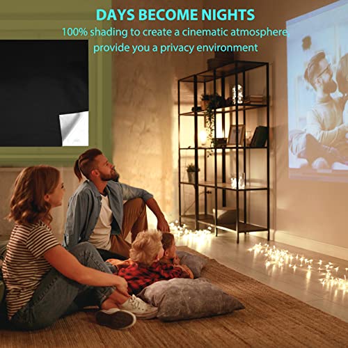 Blackout Curtains, Portable Window Curtain Shade 100% Black Out Room Darkening Light Blocking Drapes For Bedroom Living Room - 118" X 57", Black & Silver #TOP7