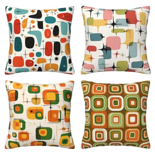 oyebn Midcentury Modern Throw Pillow Covers Set of 4 Decorative Soft Double Sided Print Pillow Case Farmhouse Home Decor for Living Room Sofa Couch 18x18