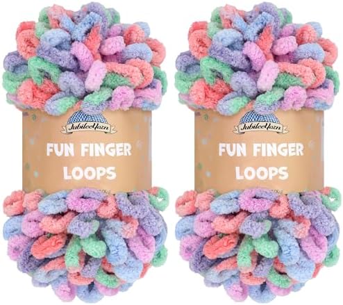 JubileeYarn Fun Finger Loops Yarn - Polyester Jumbo Weight Loop Yarn - 100g/Skein - Hestia - 4 Skeins